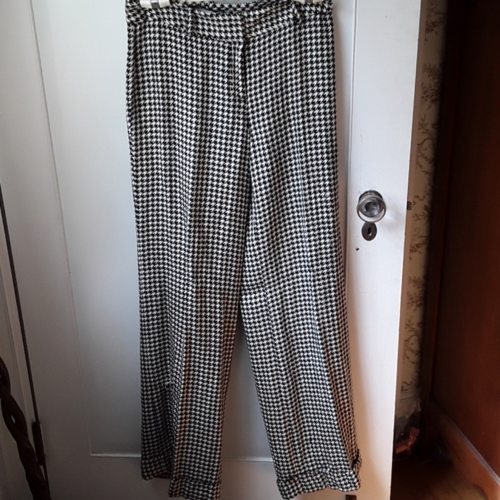 Wide leg patterned dress pants
